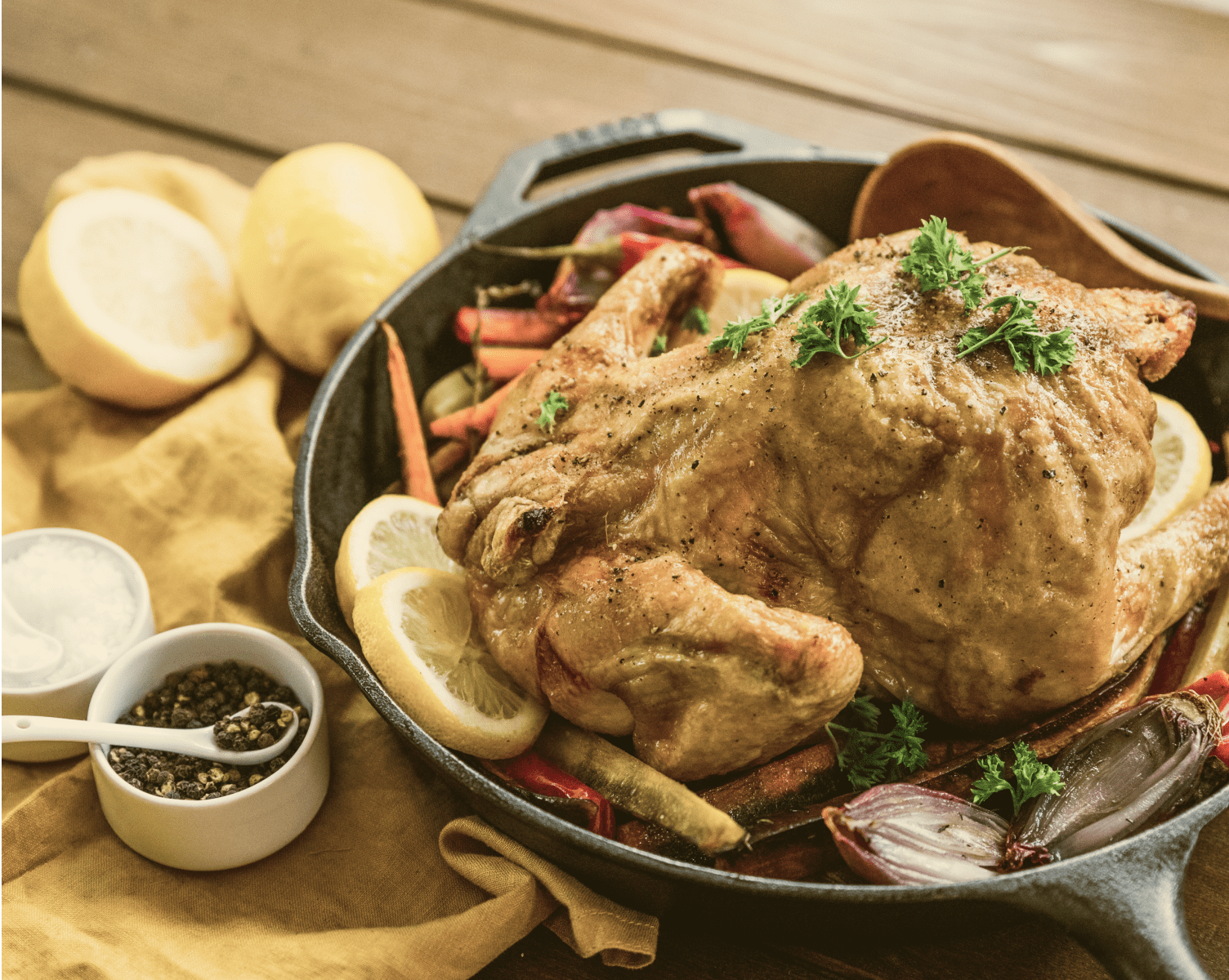 a prepared chicken on a pan